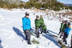 The team gearing up to learn the technical skills involved in using ice axes. Photo credit: Rob Jackson