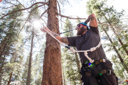 Jeremy works his way through the ropes course at Mission: Mt. Whitney's second retreat