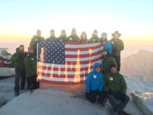 The Mission: Mt. Whitney team atop 14,505' at Mt. Whitney - 9/11/14, sunrise.