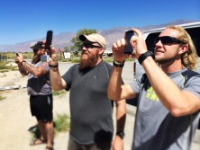 Team members Jeremy, David and Brian snap a photo of Mt. Whitney while they are loading up to depart (Sept 6)